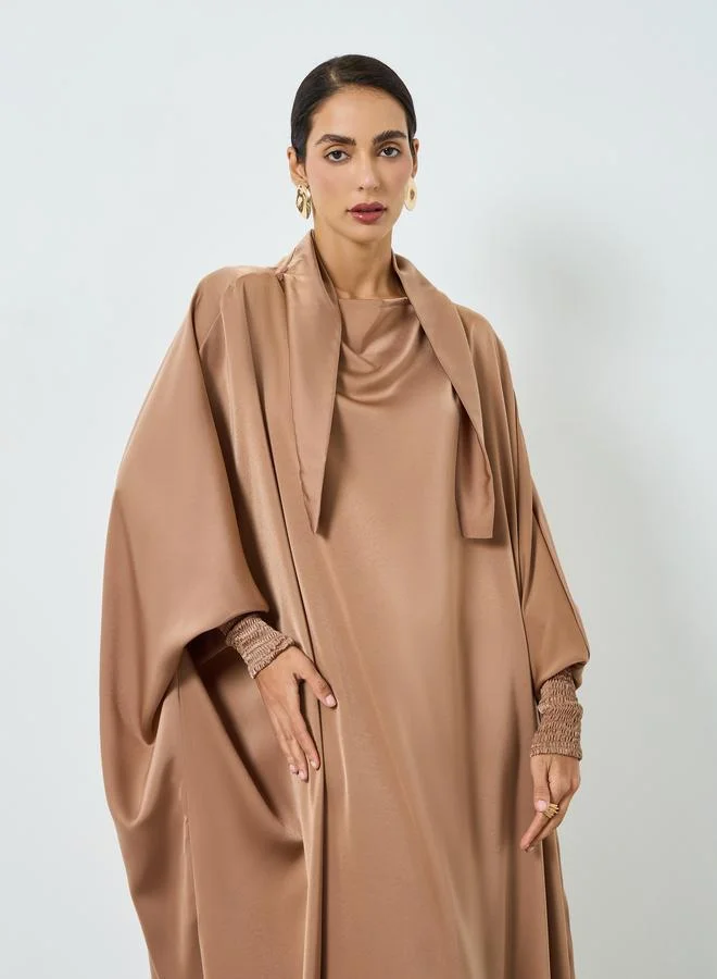 تايك تو جلابية بيج بأكمام خفاش للنساء